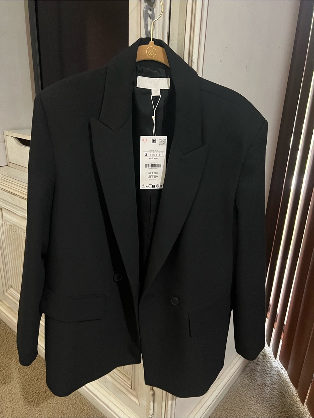 Zara Black Double-Breasted Blazer - Tailored Notch Lapel